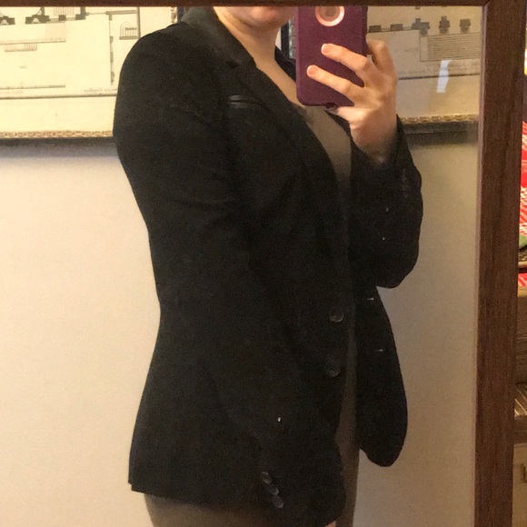 Blazer, faux leather details, Black, APT.9, size 2 - Picture 2 of 5